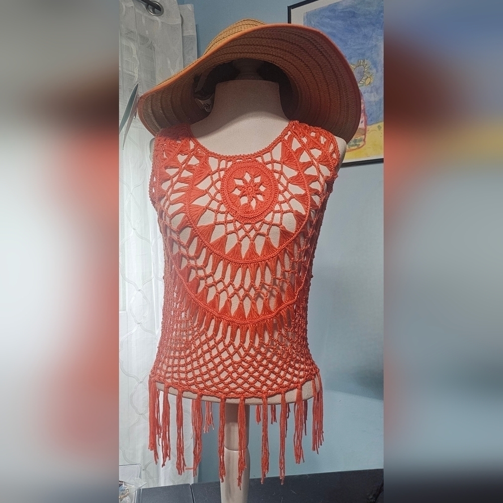 Say What? Coachella Crochet Swim CoverUp  Size M